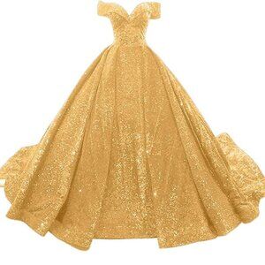 Gold Sequin Evening Gown Dress